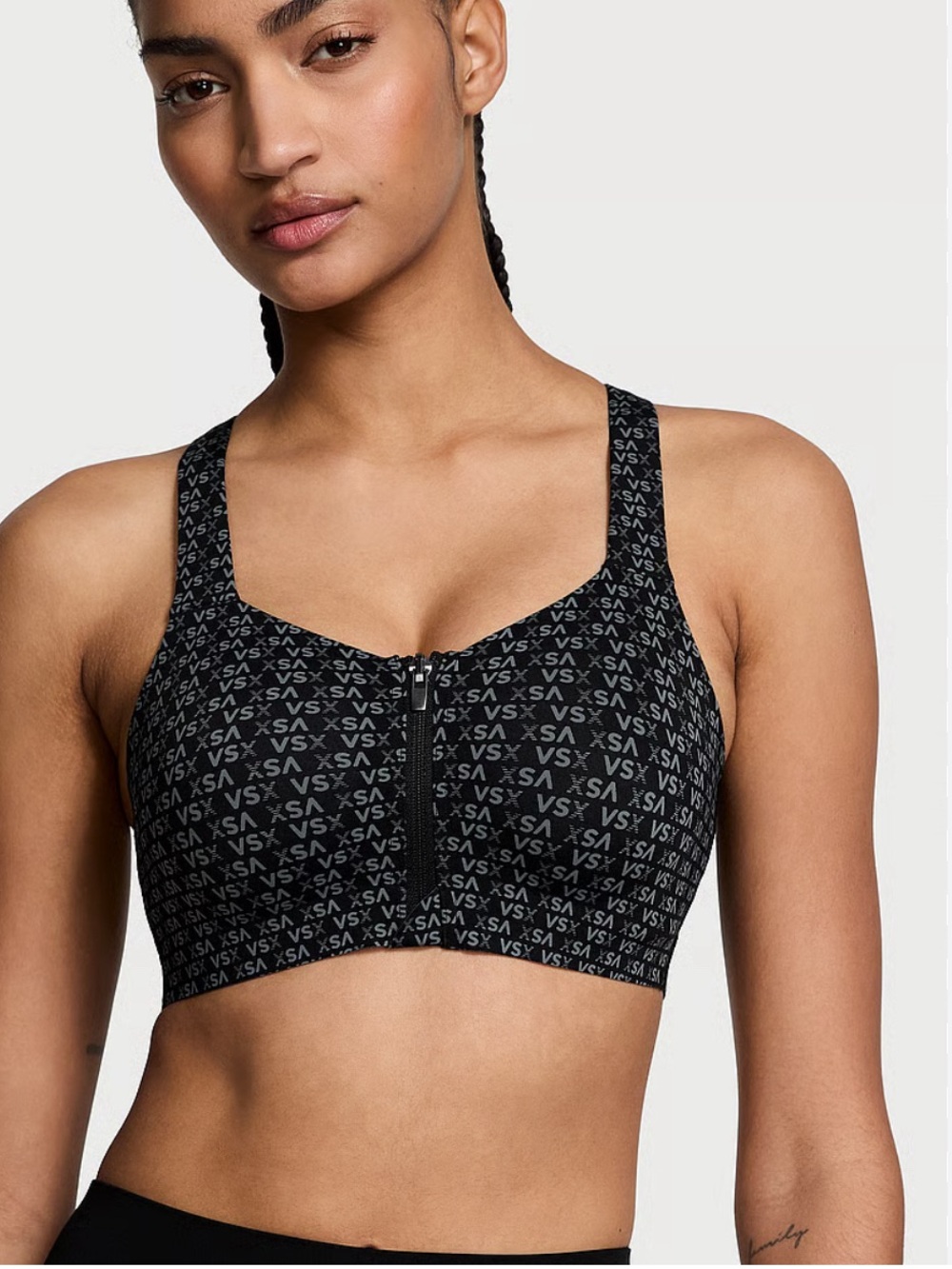 NWT Victoria Secret Knockout 2.0 Front Zip Sports Bra 34D VSX logo
